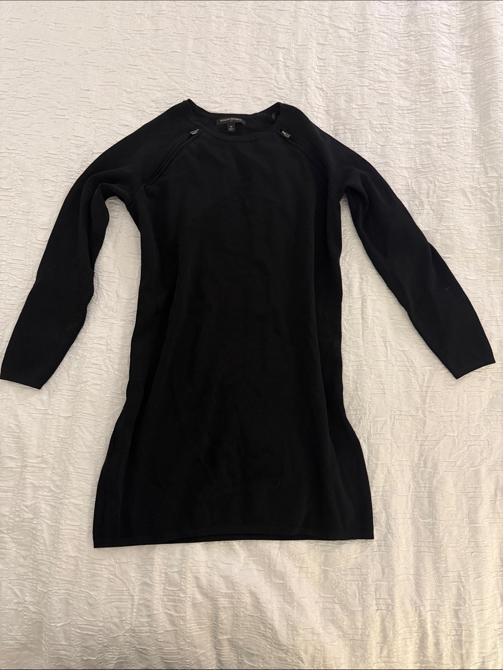 Banana Republic Factory Classic Black Tight Knit Mini Sweater Dress Sz Medium